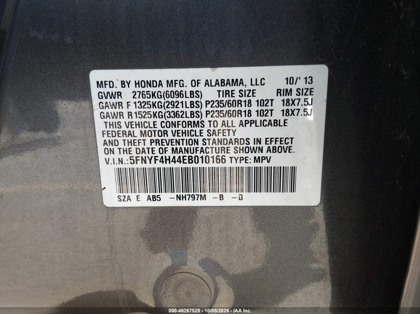 2014 HONDA PILOT EX · Фото 9
