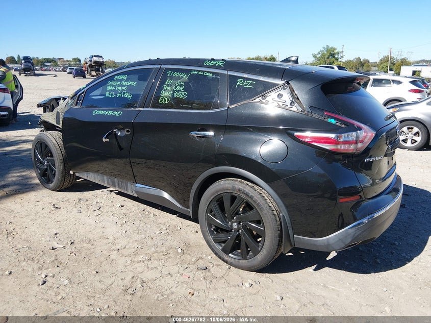 Vin: 5n1az2mh5hn190054, lot: 46767876, nissan murano platinum 20173