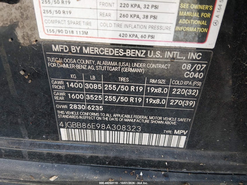 2008 MERCEDES-BENZ ML 350 4MATIC · Фото 9
