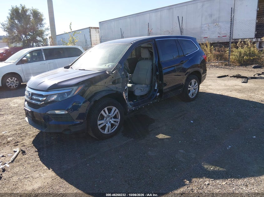 Vin: 5fnyf6h18gb028612, lot: 46768326, honda pilot lx 20162