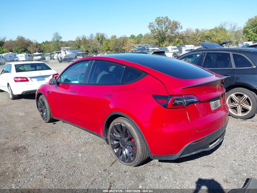 Vin: 5yjygdef8mf297920, lot: 46770245, tesla model y performance dual motor all-wheel drive 20213