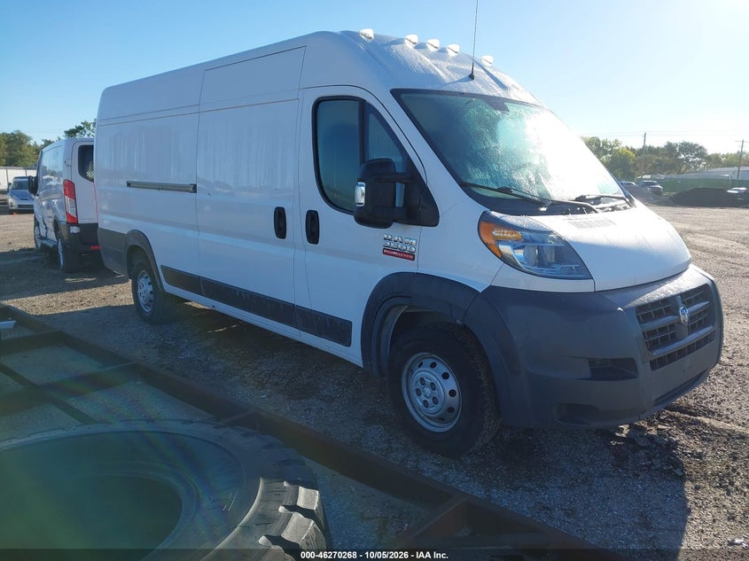 Vin: 3c6urvjg6je137881, lot: 46770385, ram promaster 3500 cargo van high roof 159 wb ext 20181