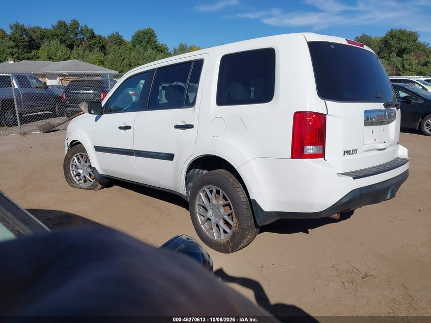 Vin: 5fnyf4h26fb071809, lot: 46770730, honda pilot lx 20153