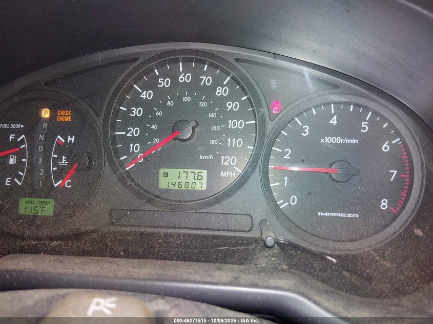 SUBARU IMPREZA OUTBACK SPORT 2004 VIN JF1GG68544H817367