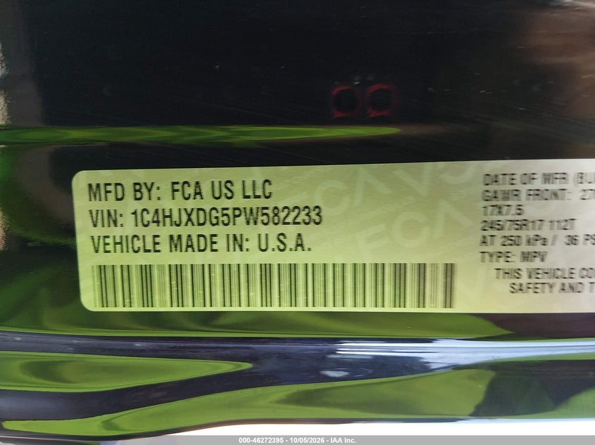 JEEP WRANGLER 2023 VIN 1C4HJXDG5PW582233