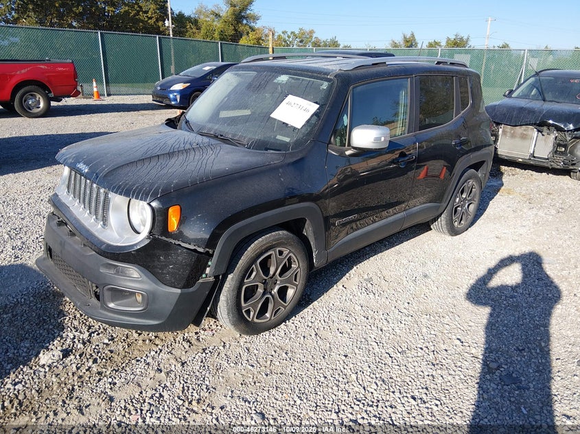 Vin: zaccjadb9hpe82632, lot: 46773263, jeep renegade limited fwd 20172