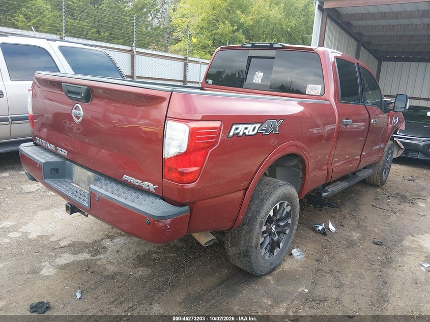 Vin: 1n6ba1f40gn506055, lot: 46773320, nissan titan xd pro-4x diesel 20164