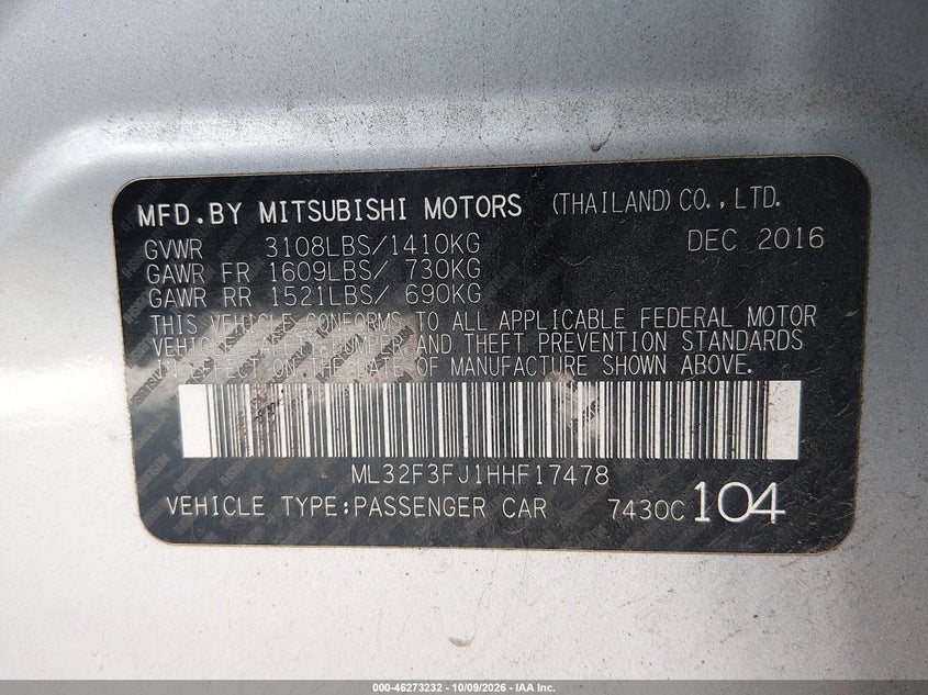 2017 MITSUBISHI MIRAGE G4 ES · Фото 9