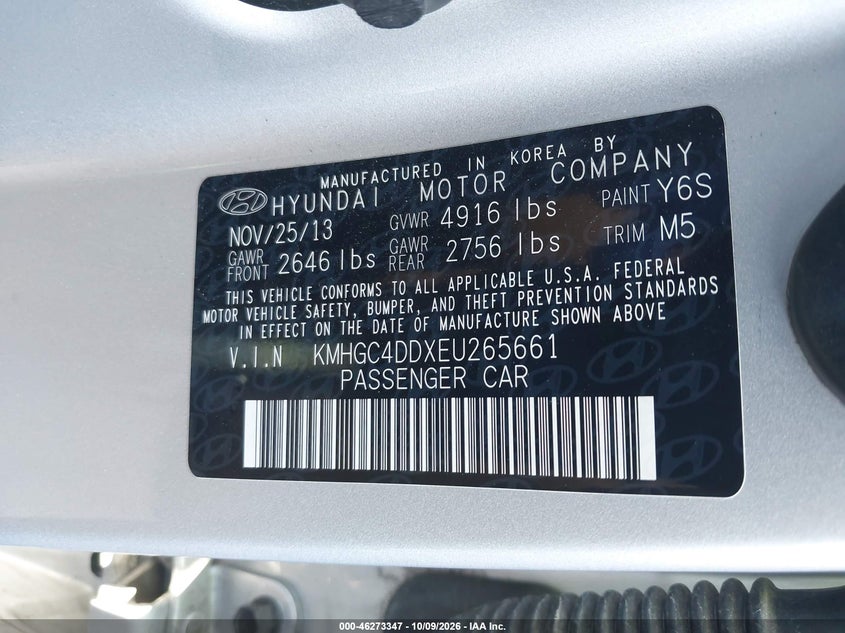 HYUNDAI GENESIS 2014 VIN KMHGC4DDXEU265661
