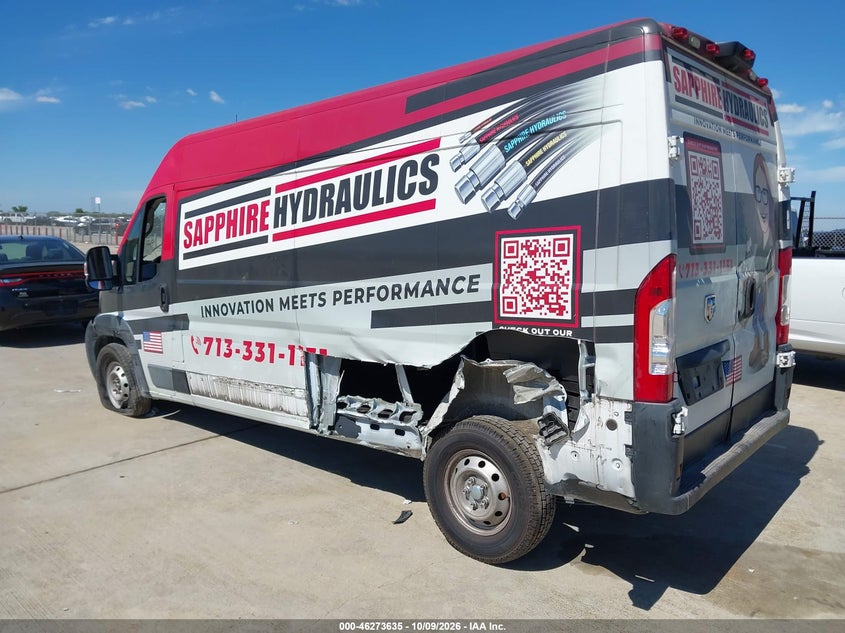Vin: 3c6trvdg8ke534453, lot: 46773752, ram promaster 2500 high roof 159 wb 20193