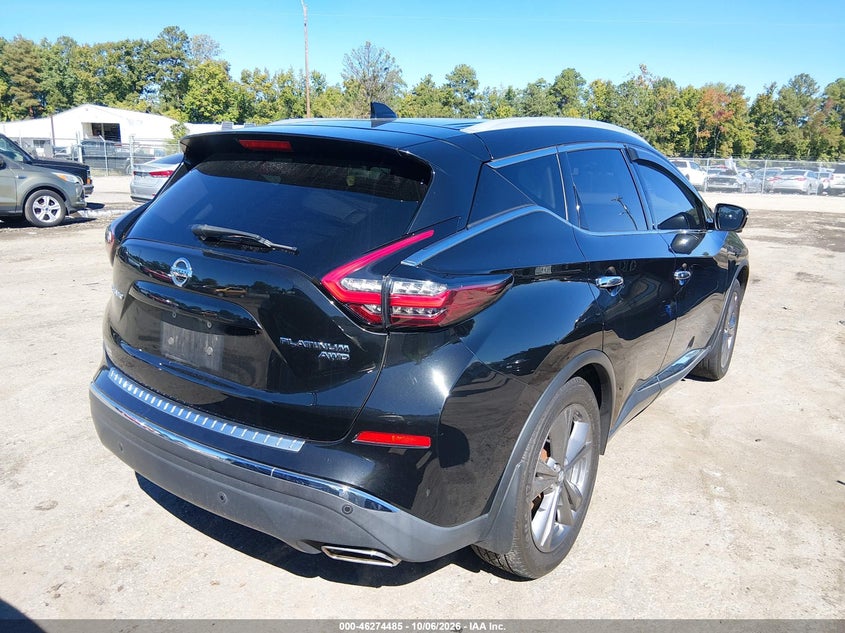 Vin: 5n1az2ds6mc108186, lot: 46774602, nissan murano platinum intelligent awd 20214
