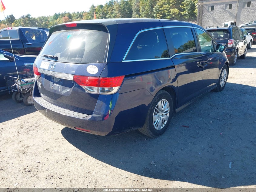 Vin: 5fnrl5h26eb013068, lot: 46778151, honda odyssey lx 20144