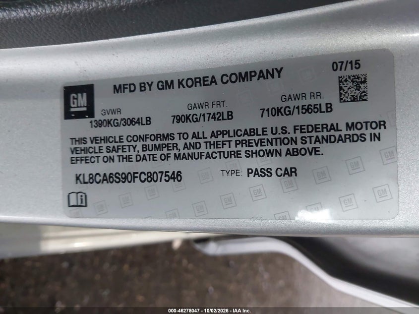 2015 CHEVROLET SPARK LS MANUAL · Фото 9