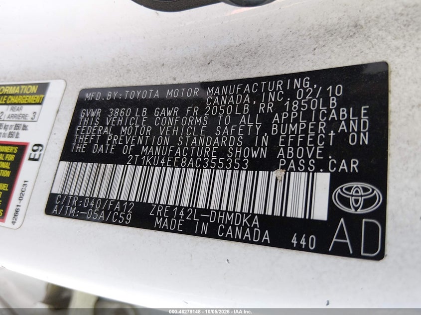 2010 TOYOTA MATRIX · Фото 9
