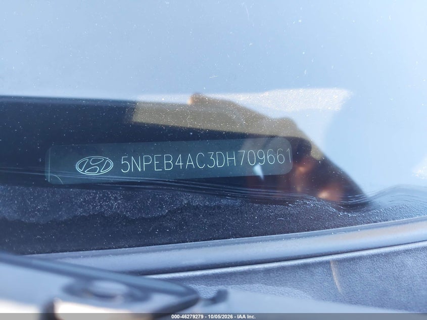 HYUNDAI SONATA 2013 VIN 5NPEB4AC3DH709661