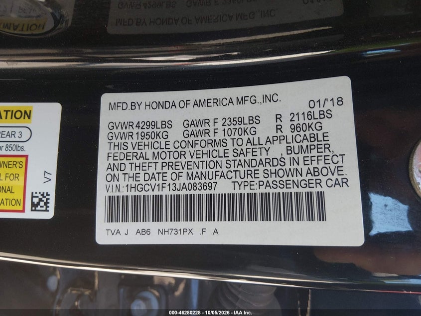 2018 HONDA ACCORD LX · Photo 9