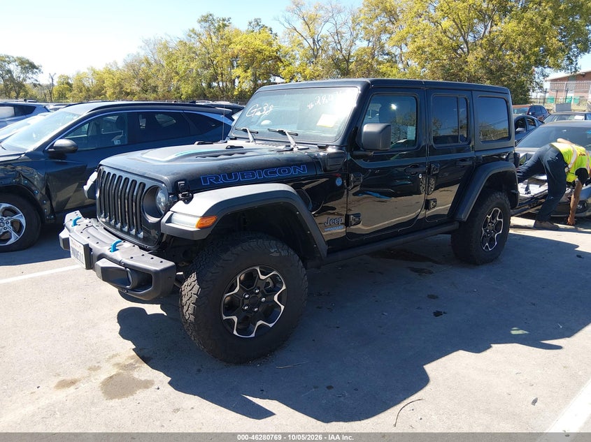 Vin: 1c4jjxr64mw765653, lot: 46780915, jeep wrangler 4xe unlimited rubicon 4x4 20212