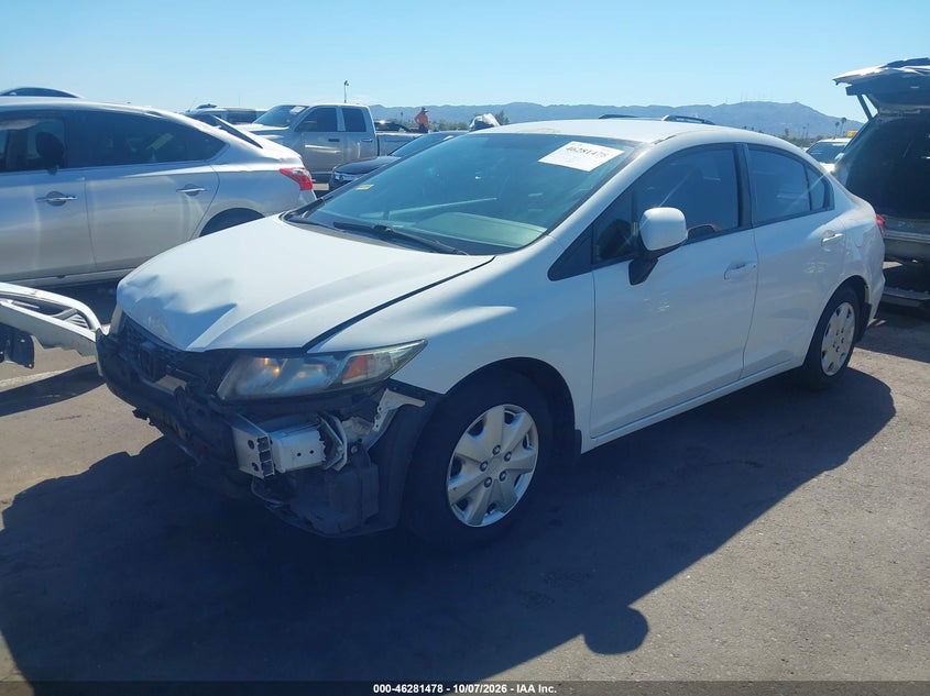 Vin: 2hgfb2f55dh522001, lot: 46781625, honda civic lx 20132