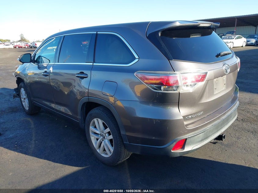 Vin: 5tdzkrfh0gs179036, lot: 46782004, toyota highlander le v6 20163