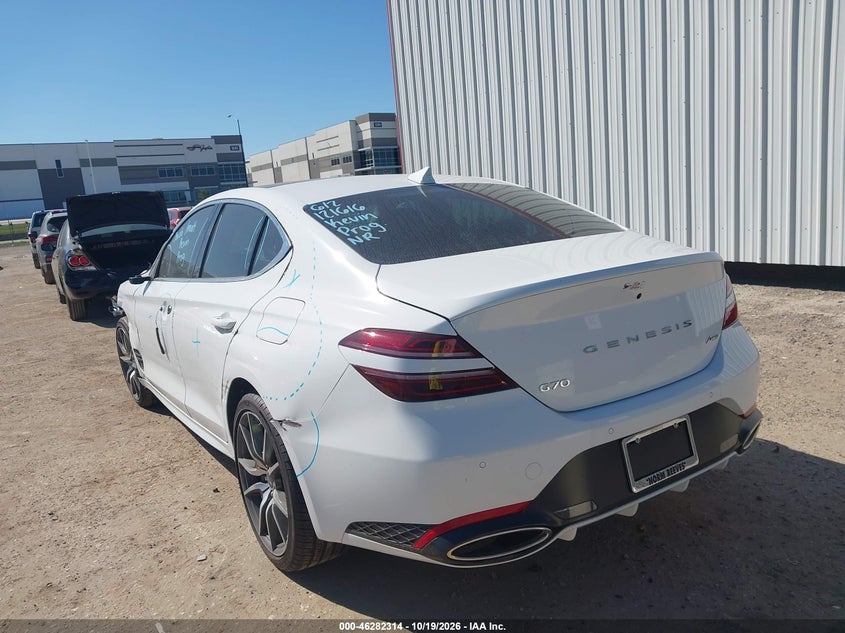 Vin: kmtg34sc5tu159485, lot: 46782460, genesis g70 2.5t awd prestige 20263