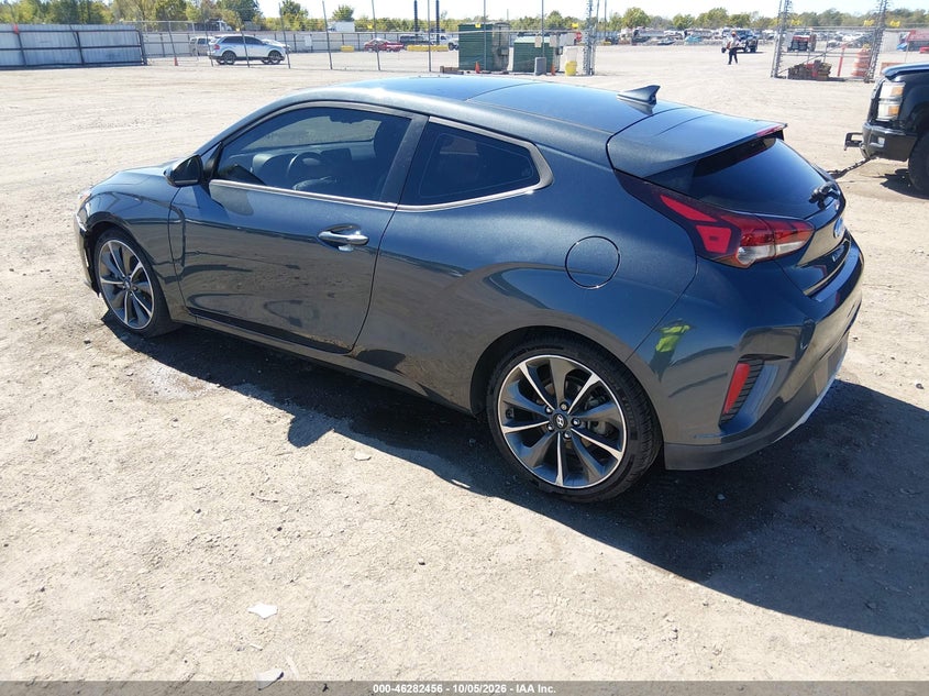 Vin: kmhtg6af2lu032049, lot: 46782602, hyundai veloster 2.0 premium 20203