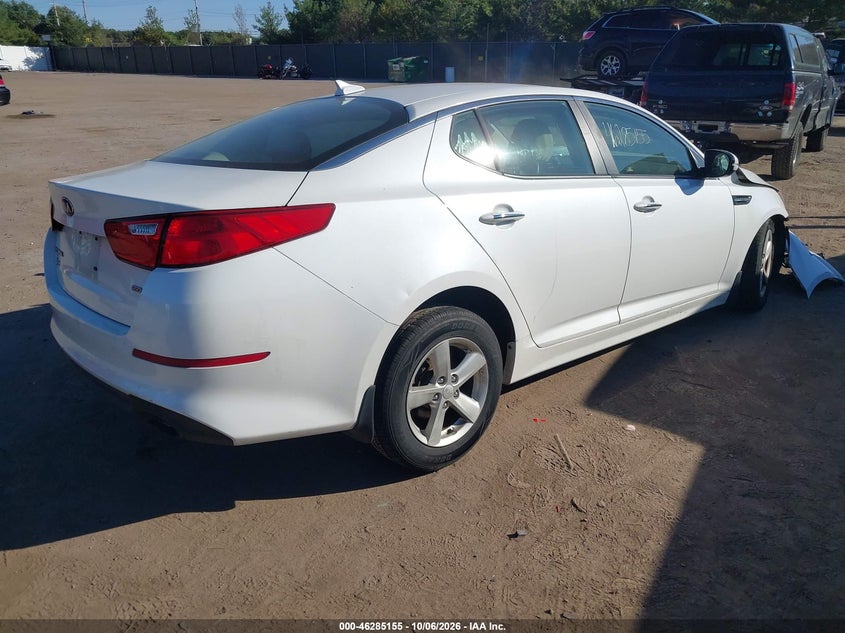 Vin: knagm4a75f5649680, lot: 46785300, kia optima lx 20154