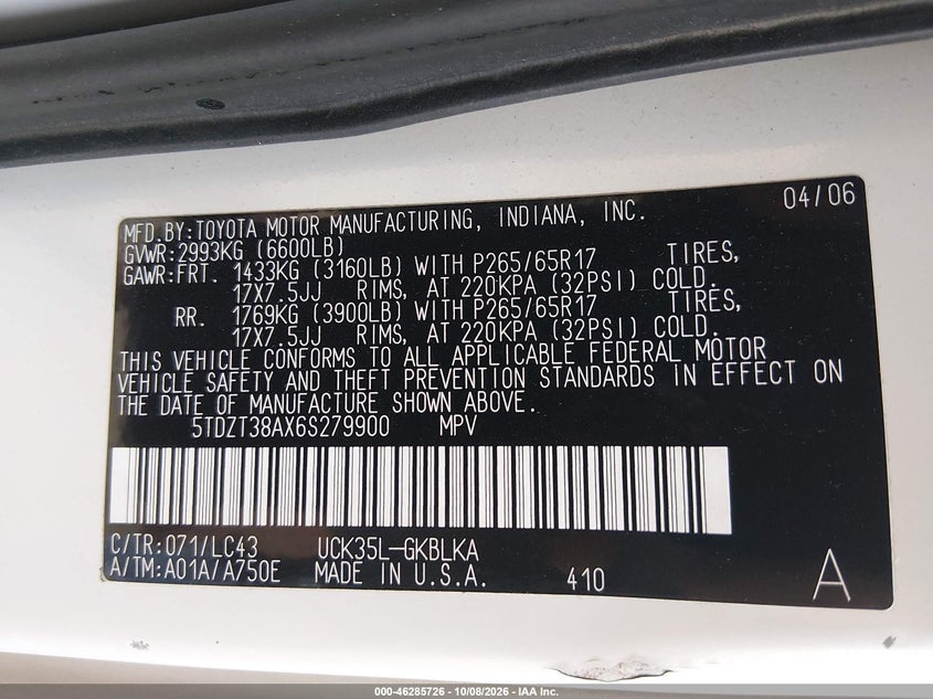 2006 TOYOTA SEQUOIA LIMITED V8 · Фото 9