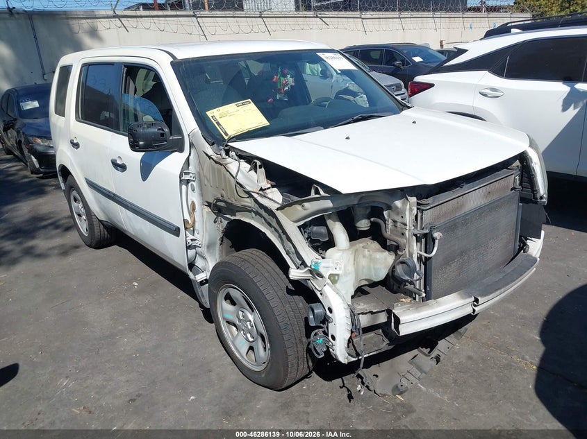Vin: 5fnyf3h26fb013452, lot: 46786285, honda pilot lx 20151
