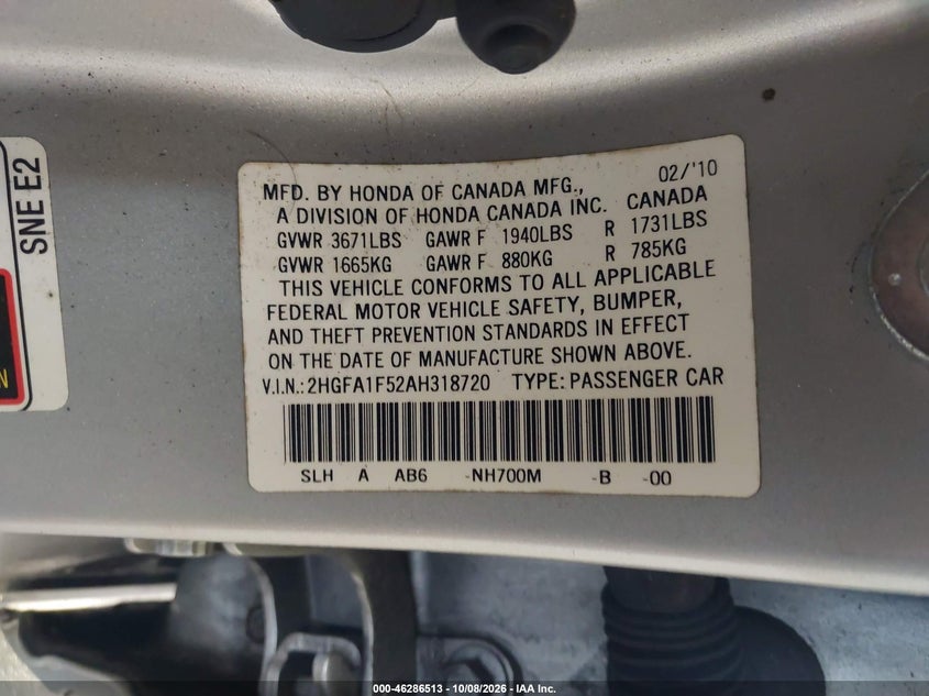 2010 HONDA CIVIC LX · Фото 9