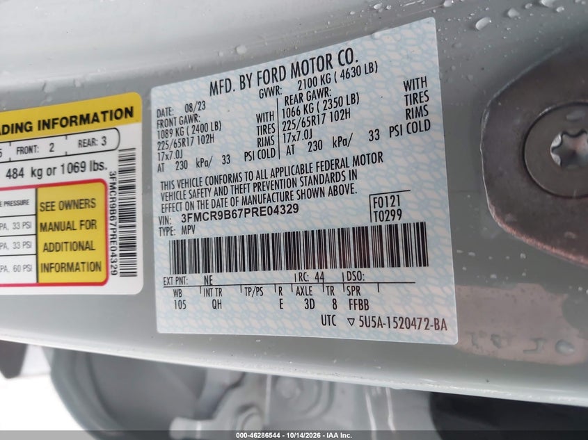 FORD BRONCO SPORT 2023 VIN 3FMCR9B67PRE04329