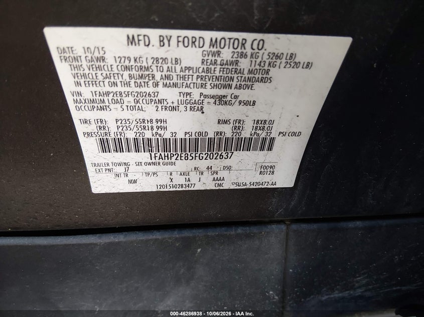 2015 FORD TAURUS SEL · Фото 9