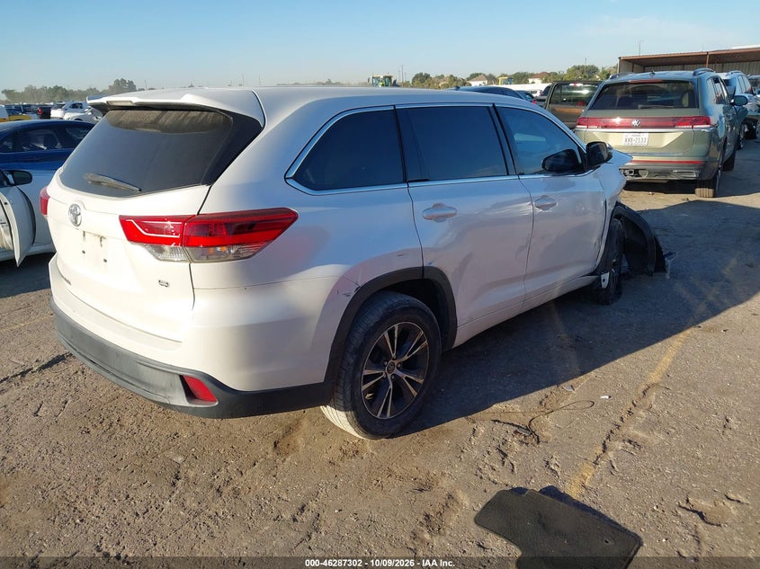 Vin: 5tdzzrfh7js272834, lot: 46787448, toyota highlander le 20184