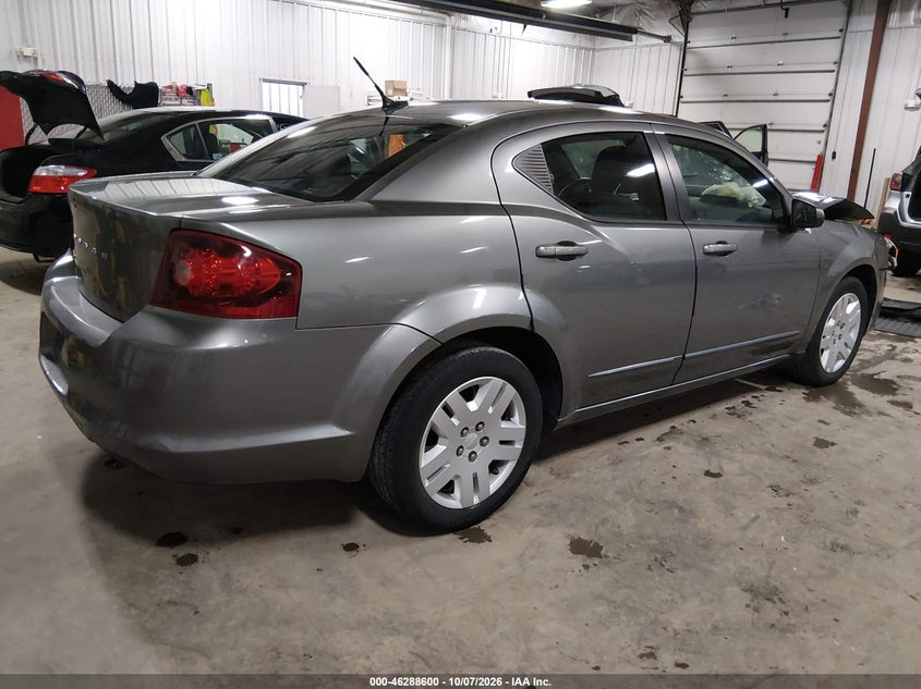 Vin: 1c3cdzab9cn133888, lot: 46788763, dodge avenger se 20124