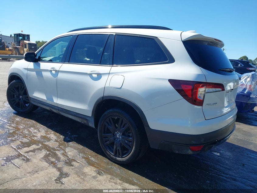 Vin: 5fnyf6h73nb013856, lot: 46788996, honda pilot awd black edition 20223