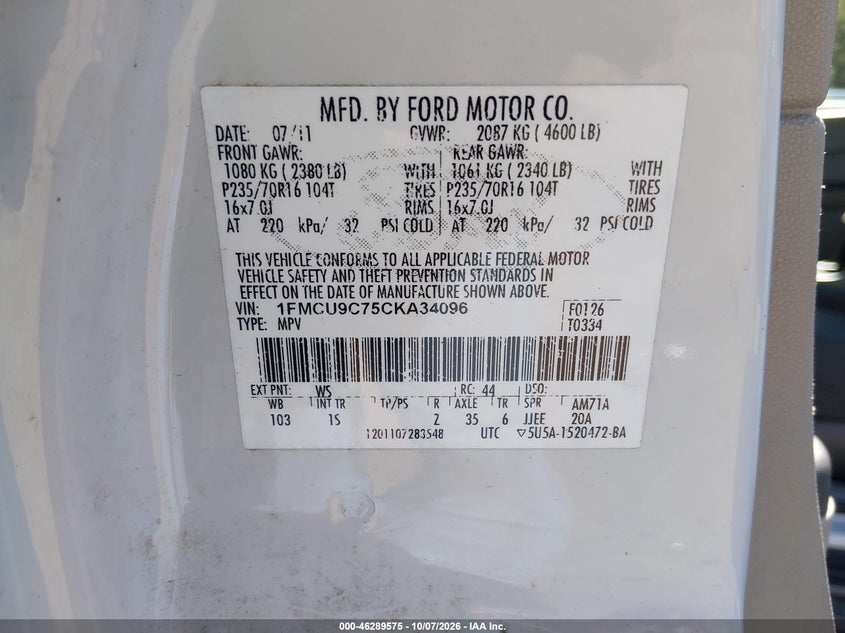 2012 FORD ESCAPE XLS · Фото 9