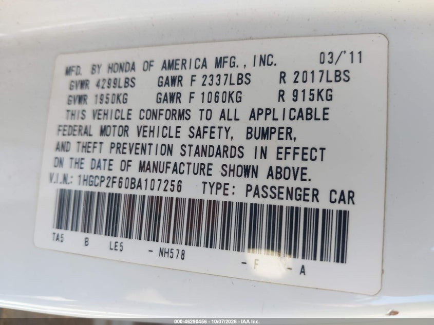 2011 HONDA ACCORD 2.4 SE · Фото 9