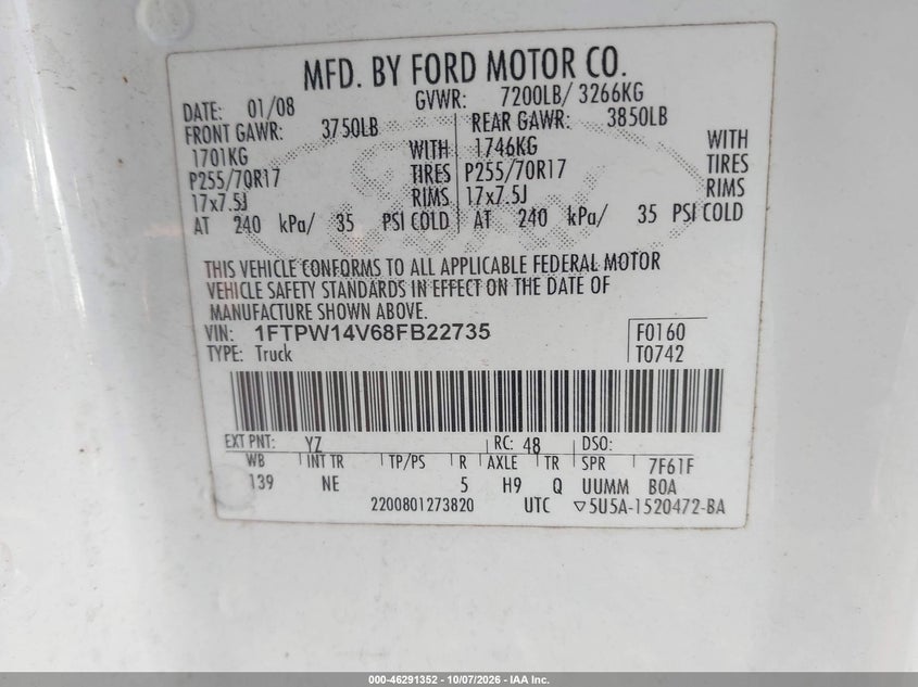 2008 FORD F-150 60TH ANNIVERSARY/FX4/KING RANCH/LARIAT/XLT · Фото 9