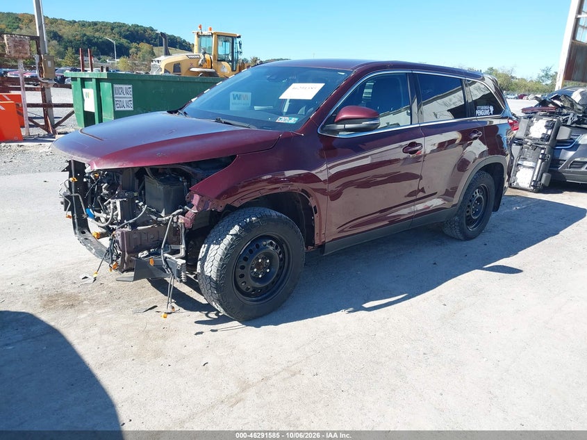 Vin: 5tdbzrfh9ks733518, lot: 46791748, toyota highlander le 20192