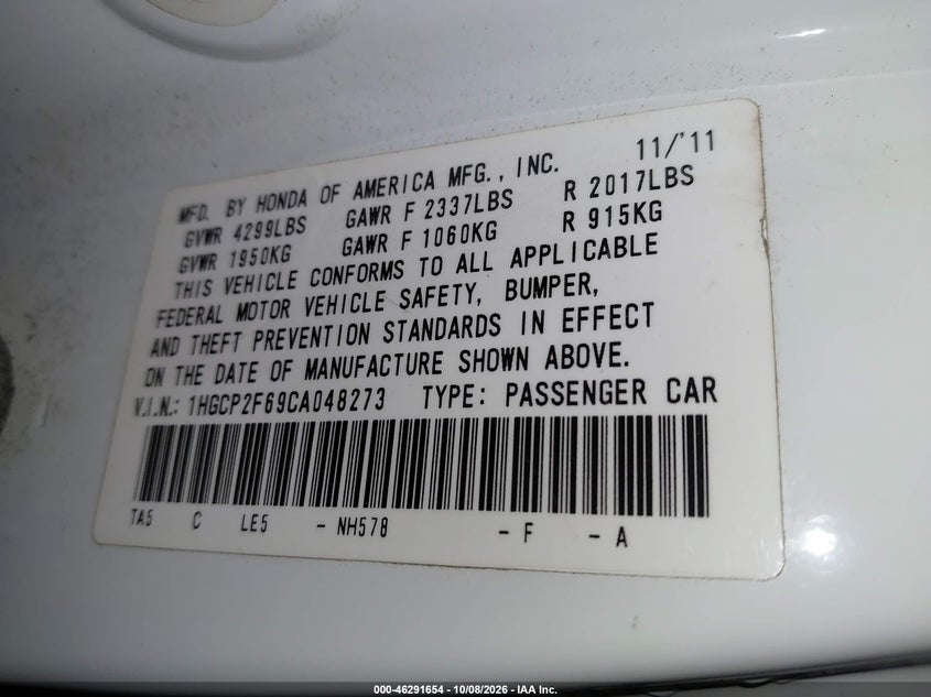 2012 HONDA ACCORD 2.4 SE · Фото 9