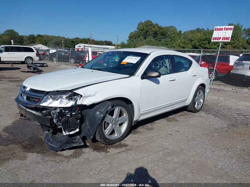 Vin: 1c3cdzab1dn607124, lot: 46792426, dodge avenger se 20132