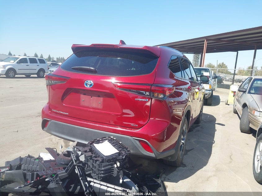 Vin: 5tdhbrch5ms536108, lot: 46793117, toyota highlander hybrid xle 20214