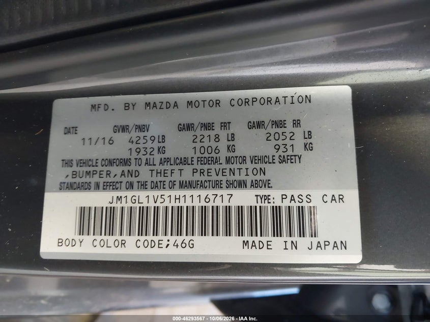2017 MAZDA MAZDA6 TOURING · Фото 9