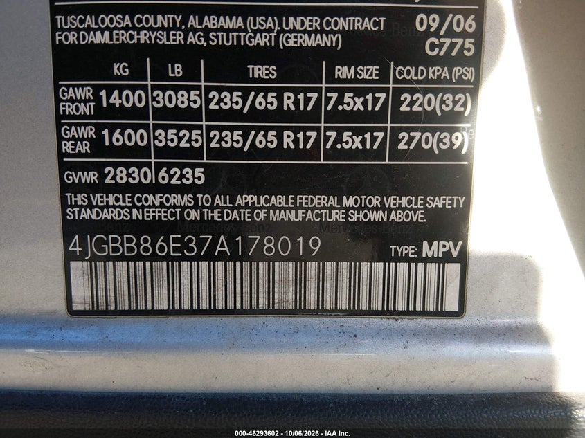 2007 MERCEDES-BENZ ML 350 4MATIC · Фото 9