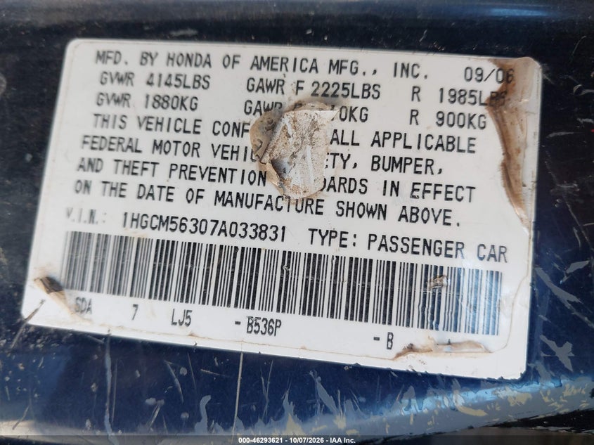 2007 HONDA ACCORD 2.4 SE · Фото 9