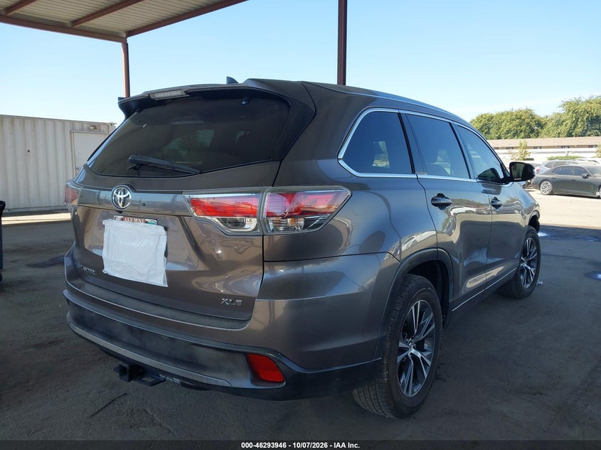 Vin: 5tdkkrfh1gs500874, lot: 46794109, toyota highlander xle v6 20164