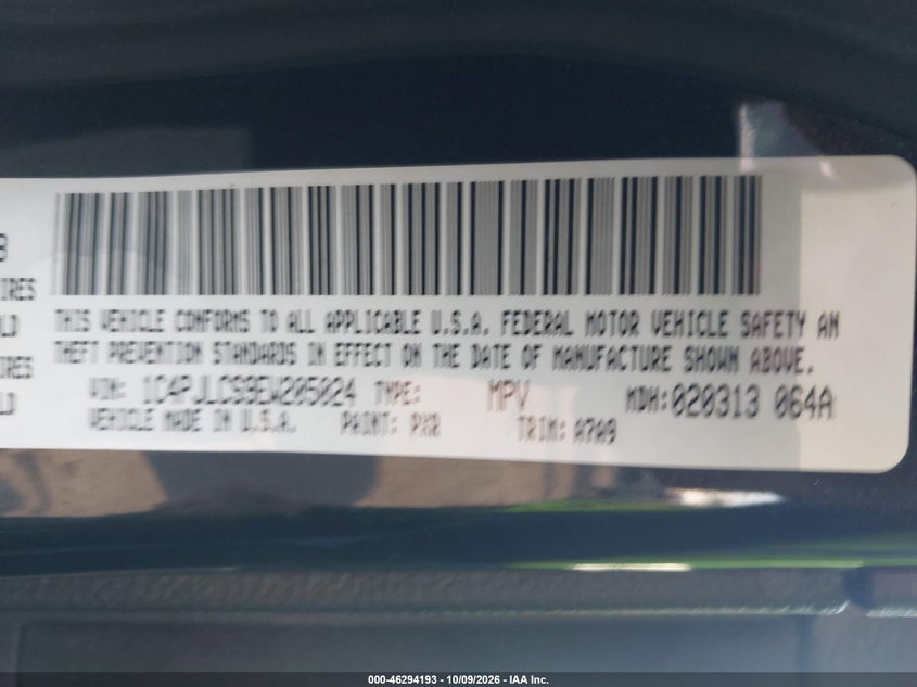 2014 JEEP CHEROKEE VIN 1C4PJLCS9EW205024 — фото 9