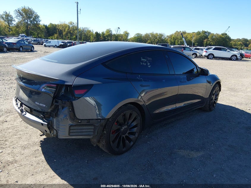 Vin: 5yj3e1ec9pf616461, lot: 46794768, tesla model 3 performance dual motor all-wheel drive 20234