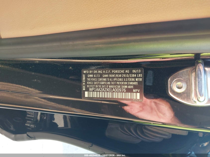 PORSCHE CAYENNE 2014 VIN WP1AA2A2XELA00976