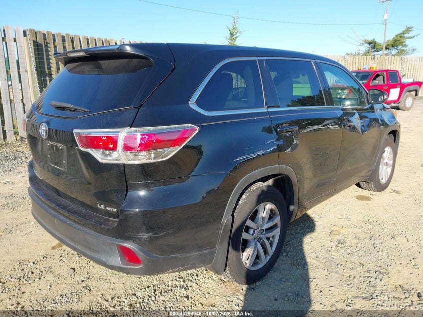 Vin: 5tdbkrfh1fs101624, lot: 46795109, toyota highlander le v6 20154