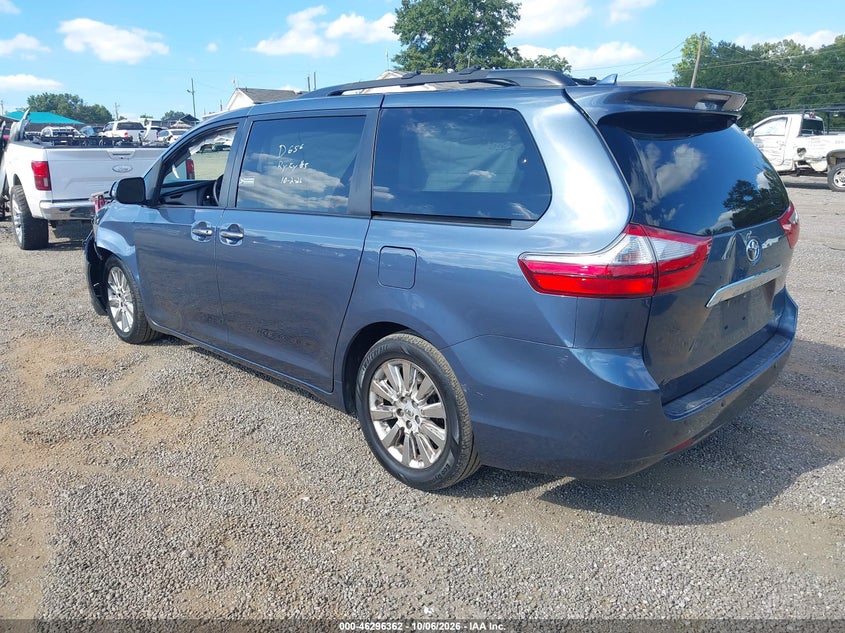 Vin: 5tdyk3dc2fs614461, lot: 46796525, toyota sienna limited premium 7 passenger 20153